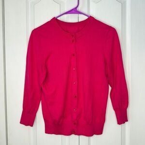 J. Crew women’s Hot Pink Button-Front Crewneck Caryn Cardigan S